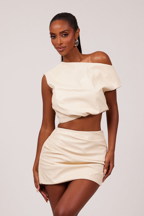 The Leather Drape Set - Cream