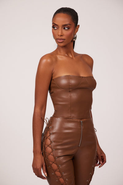 brown leather corset dress The Cup in UK 14 'Delilah' Black Long Sleeve adjustable straps and back Color:Cast Sage missing_feb