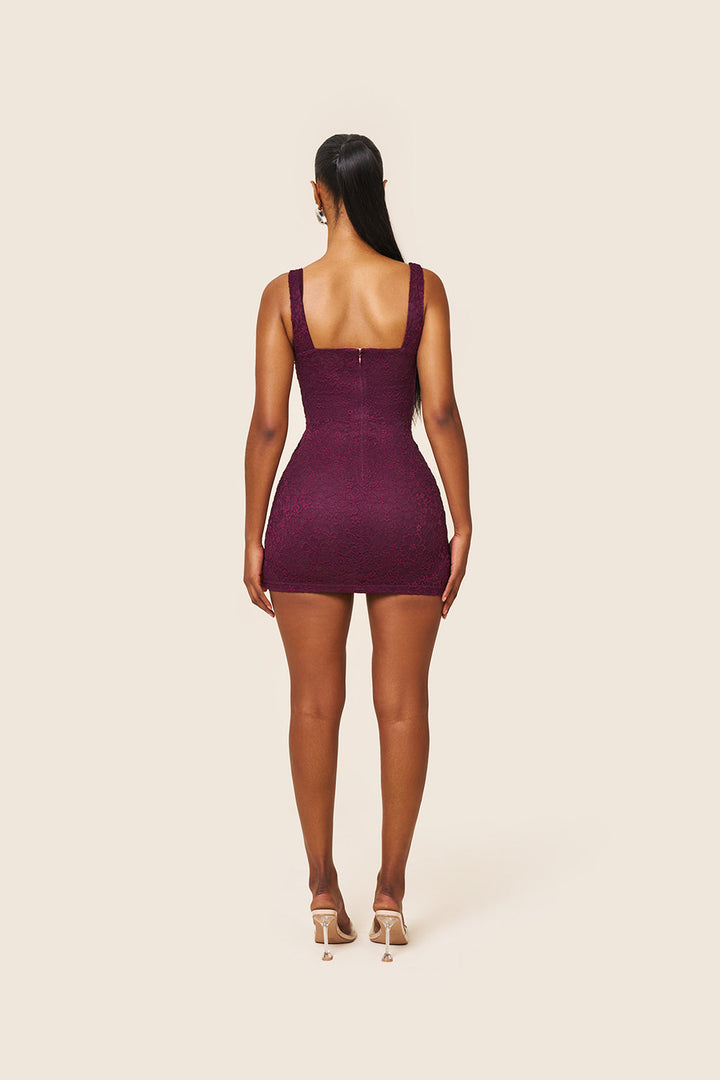 plum black tie dress Teneal Lace-Up Back Maxi Dress Plum