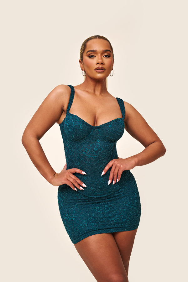 The Laced Cinched Set - Teal