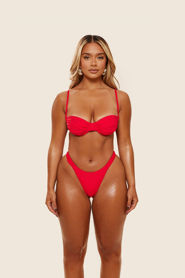 Ruched cup bikini - Red