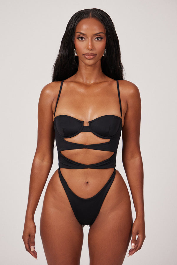 The cut out cup swim- Black