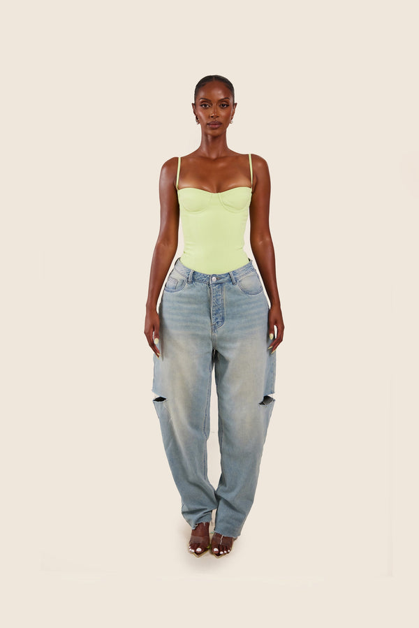 The Everly Corset in Lime Green