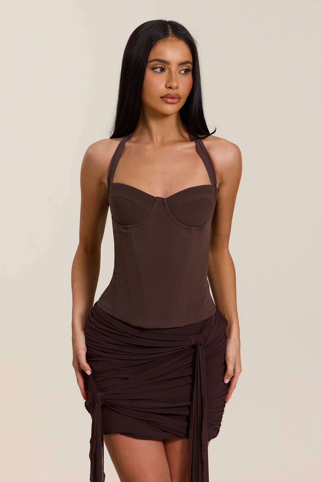 Zadie Halter Neck Corset Top – Sculpted Fit with Halter Neckline