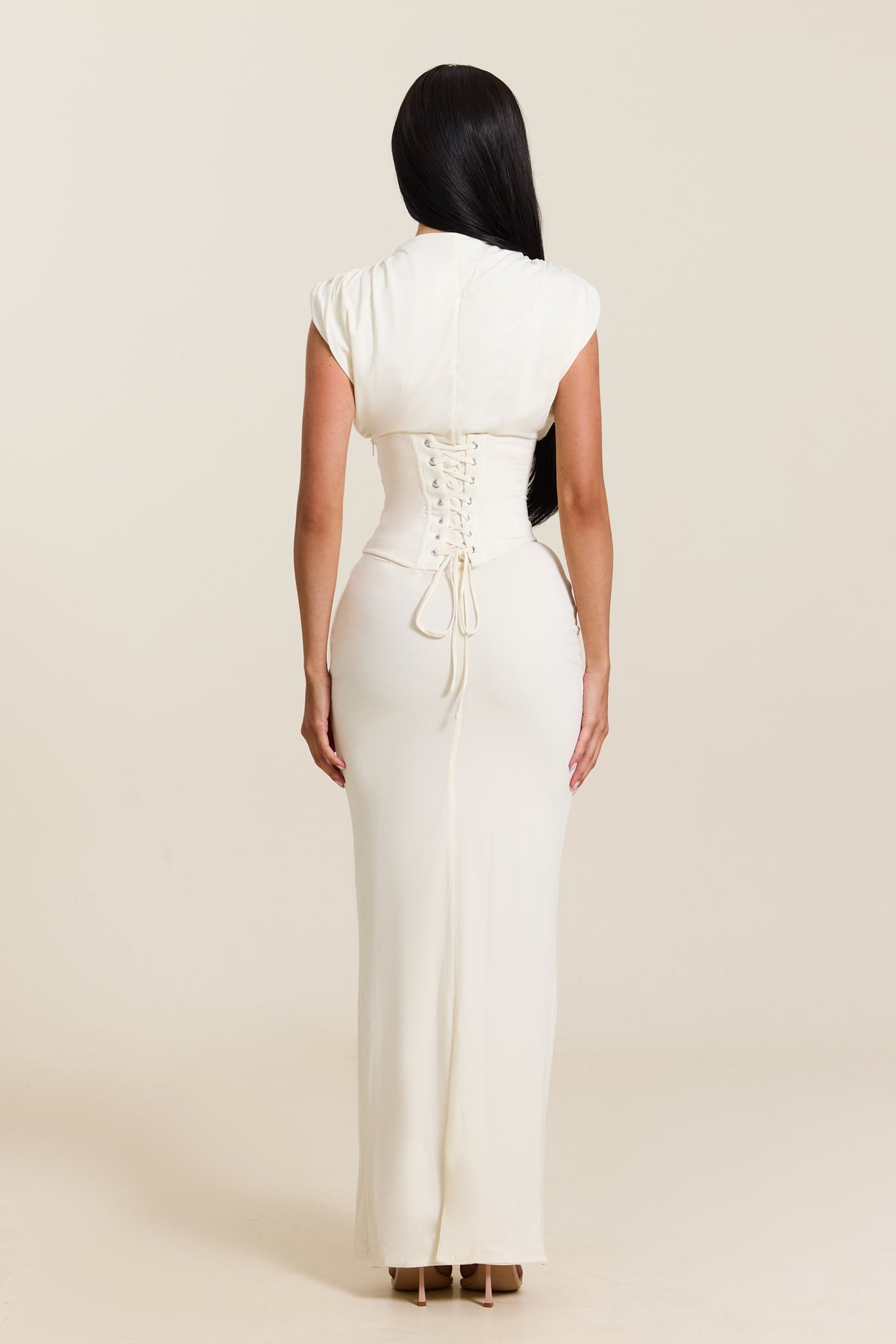 トップス Sandra lace dress andmary White The Sandra Maxi Dress in Cream | High Neck Corset Dress | Pay in 3