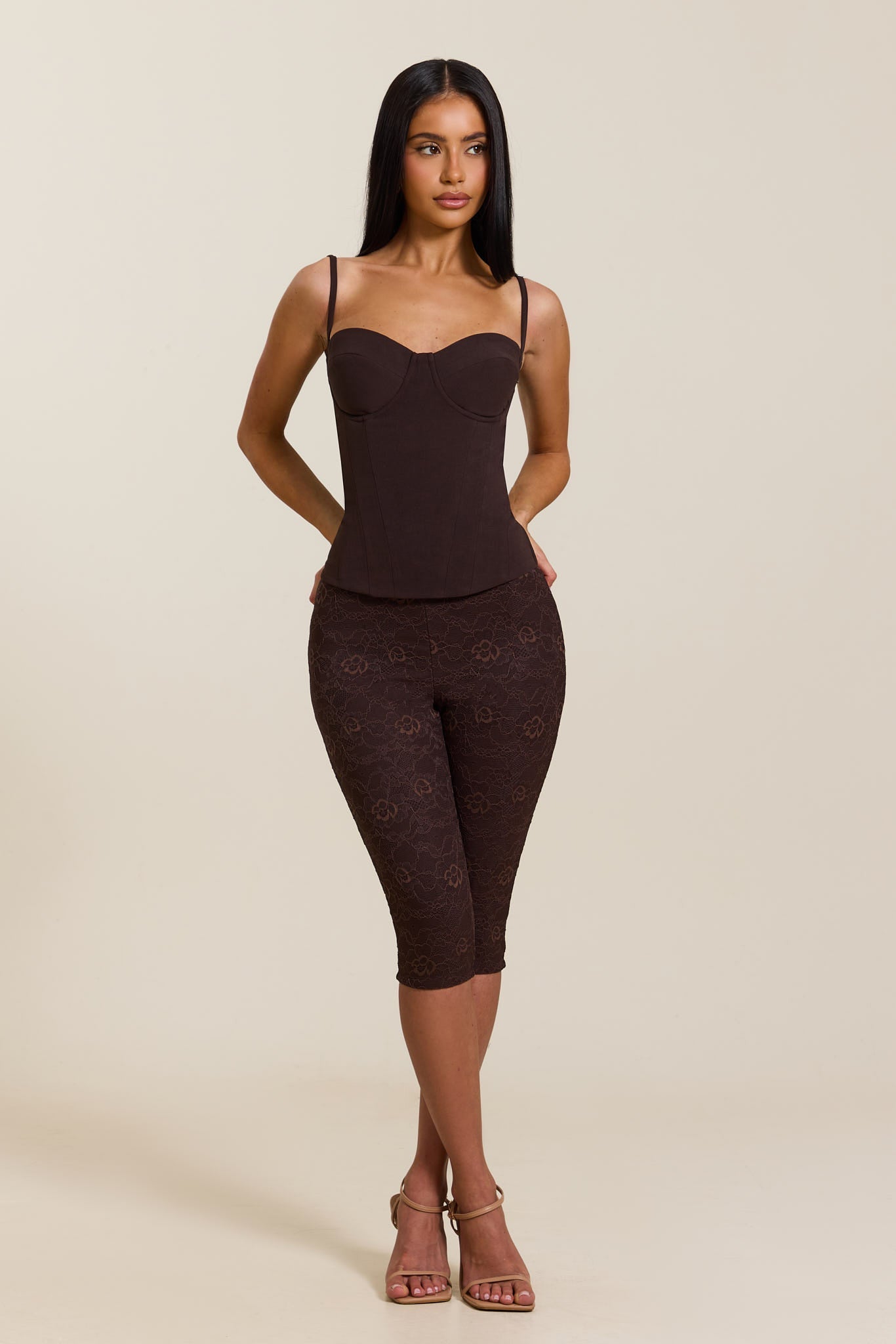 Capri Trousers in Brown | Cropped Brielle Pants with Express