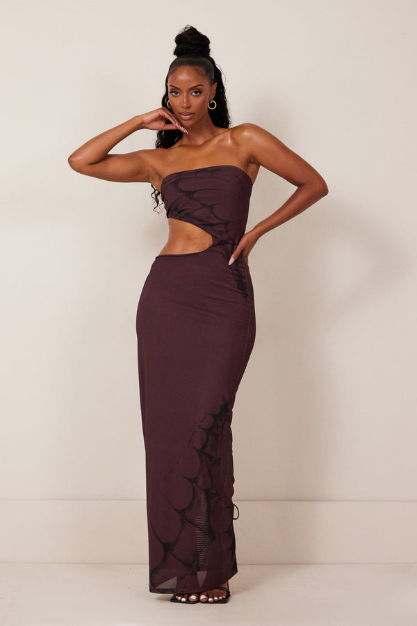 mars the label brown dress Sculpt Mini Dress in Brown Sleek & Body-Contouring Fit Mars The Label USA