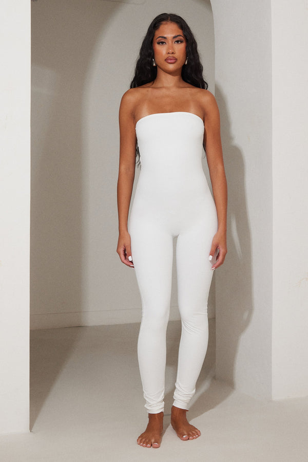 The sculpt long unitard - White