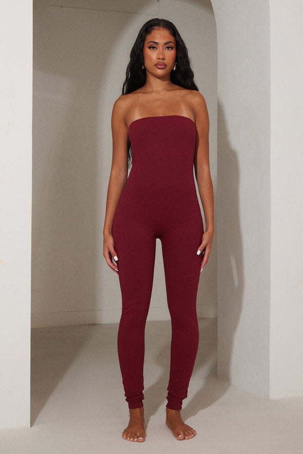 The sculpt long unitard - Wine