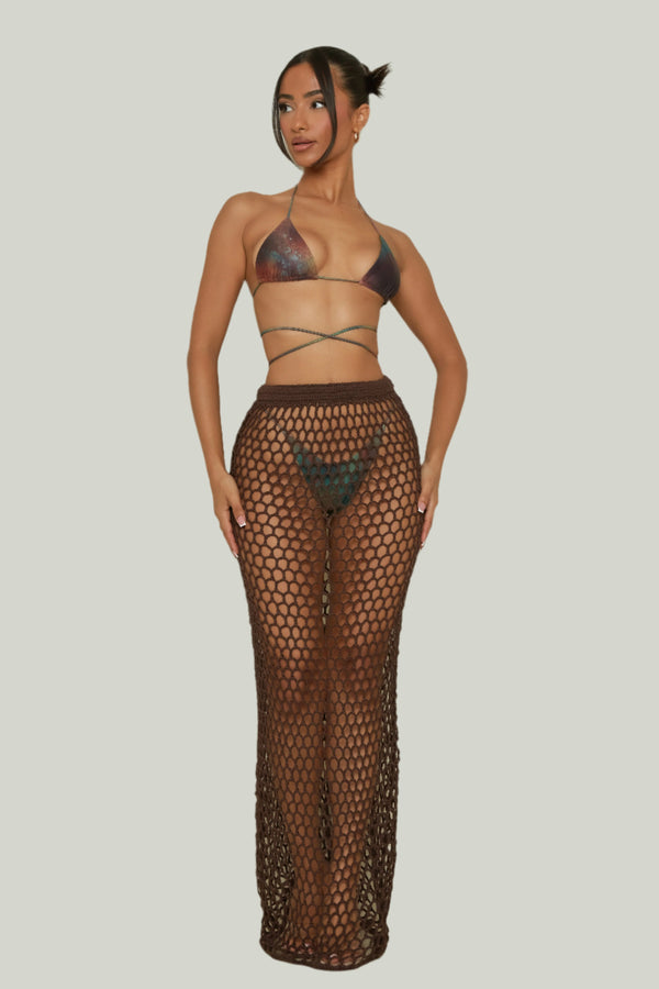 The Crochet maxi cover up- Brown