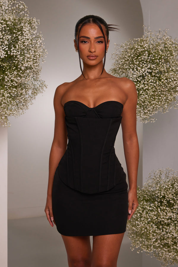 The structure cup corset set - Black