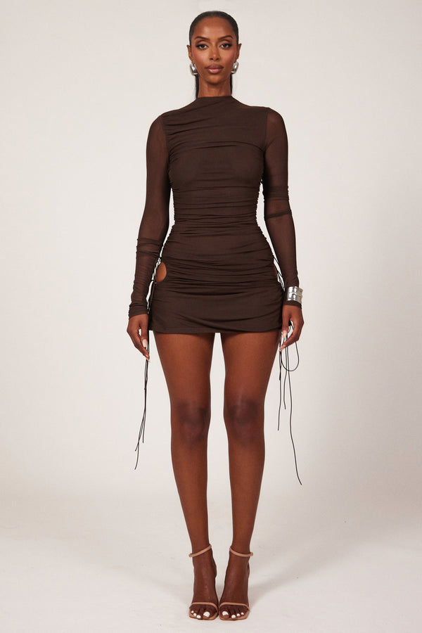 The Long Sleeve Mesh Mini- Brown