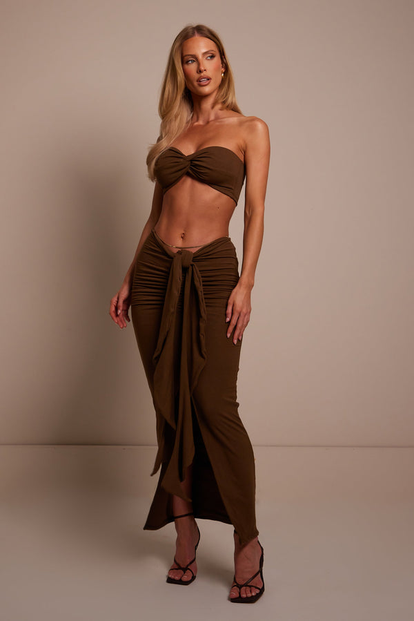 The Knot bandeau maxi set- Brown