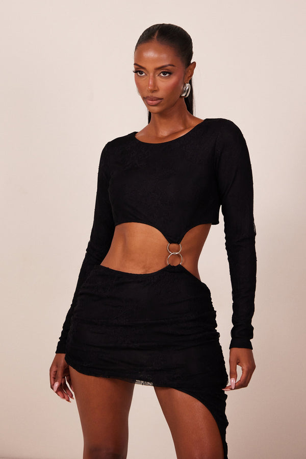 Ring detail cut out dress - Black