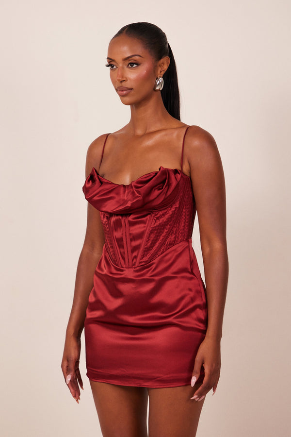 The Satin corset mini- Red