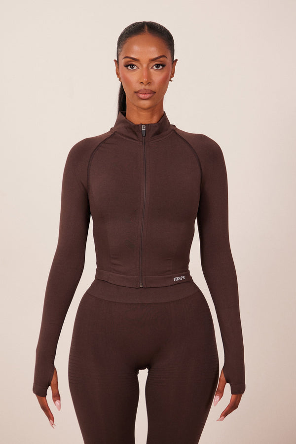 The Mars seamless zip jacket- Brown