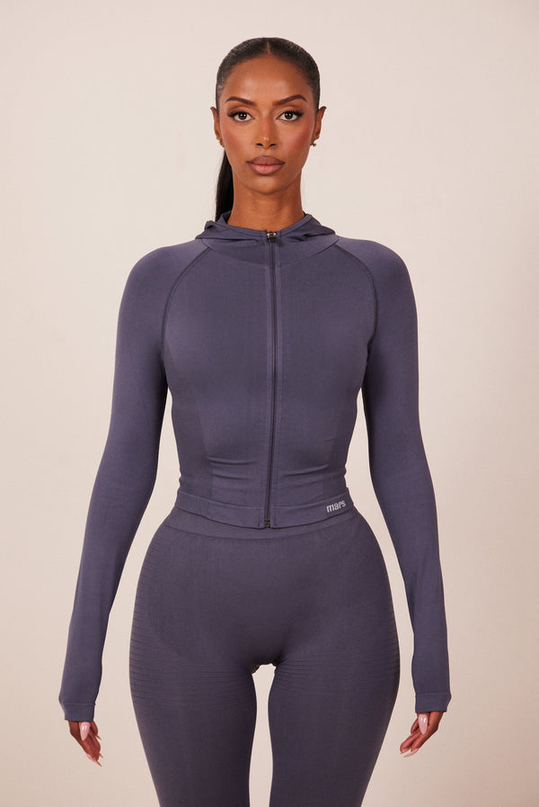 The Mars seamless hooded zip jacket- Navy