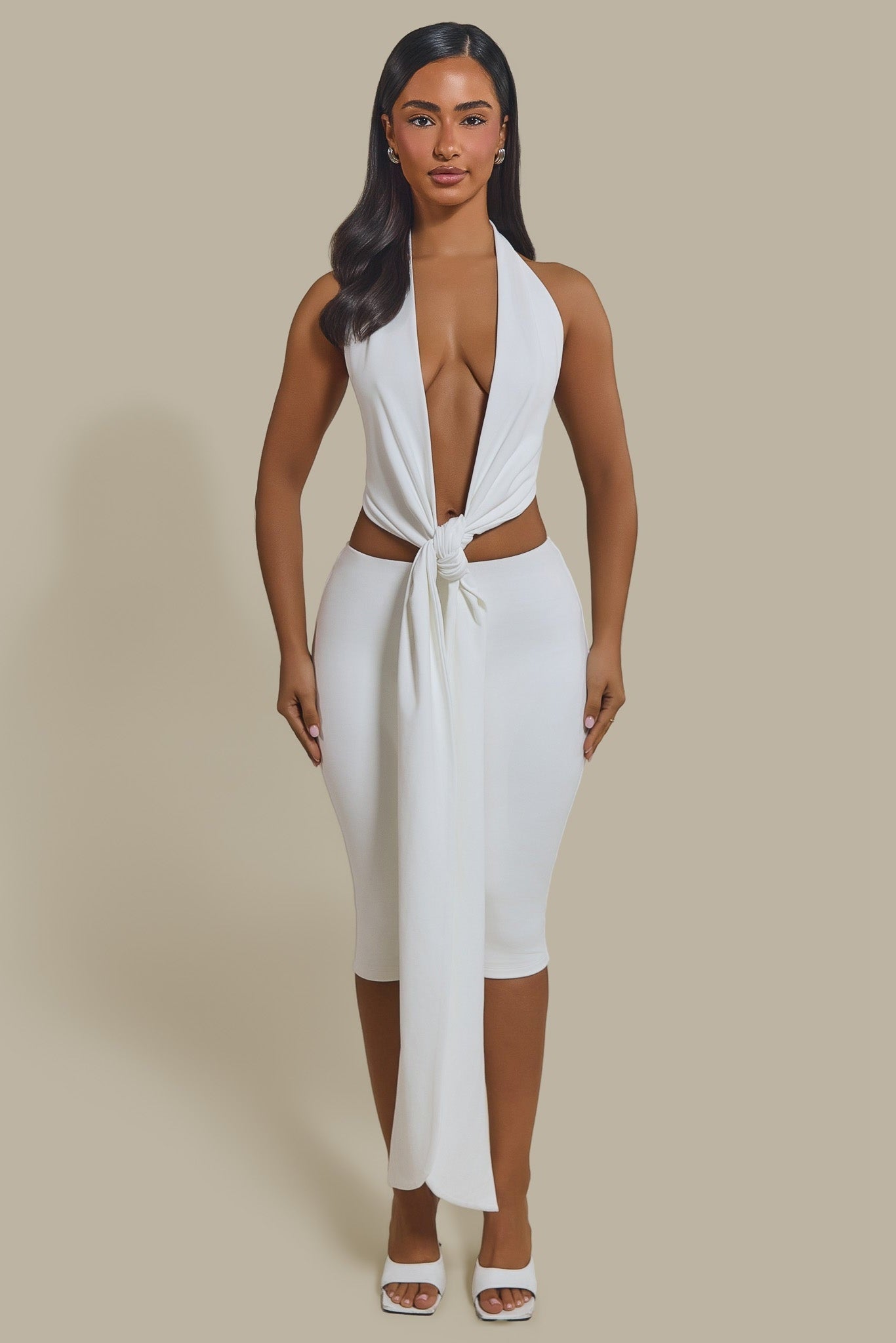 The Maryam Multiway Plunge Crop Top in White Mars The Label