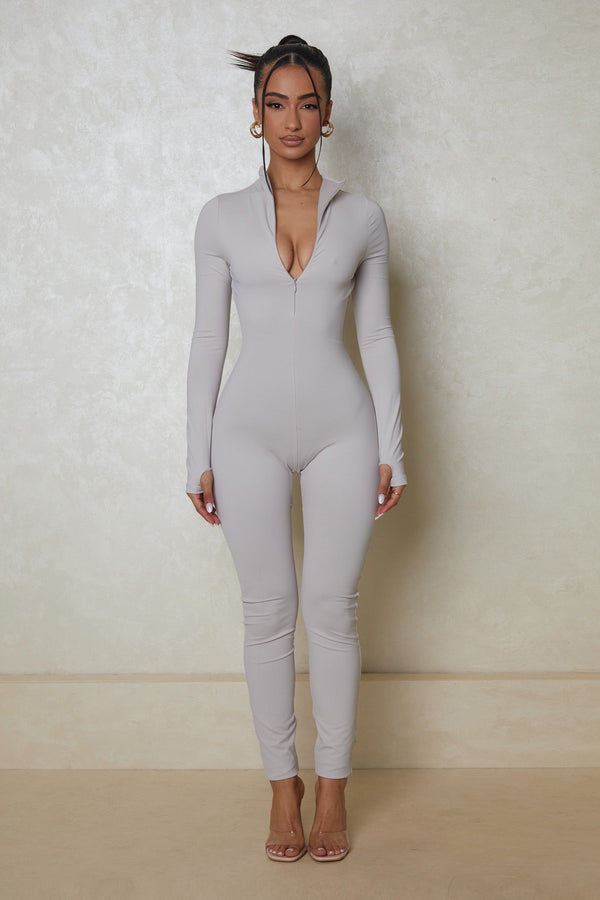 Contour zip up jumpsuit- grey