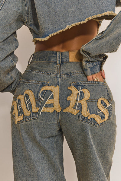 Mars AppliquŽ Denim Jeans _ Signature Statement Style – Mars The