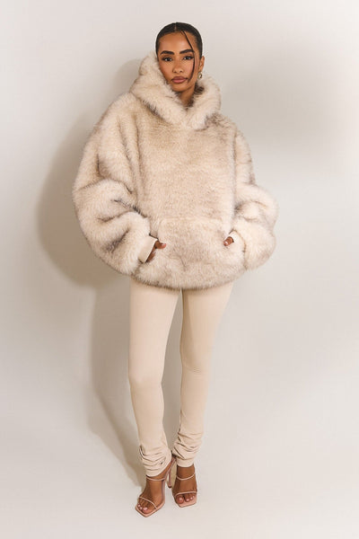 The Blair Fur Hoodie in Cream Ð Pay in 3 with Klarna – Mars The