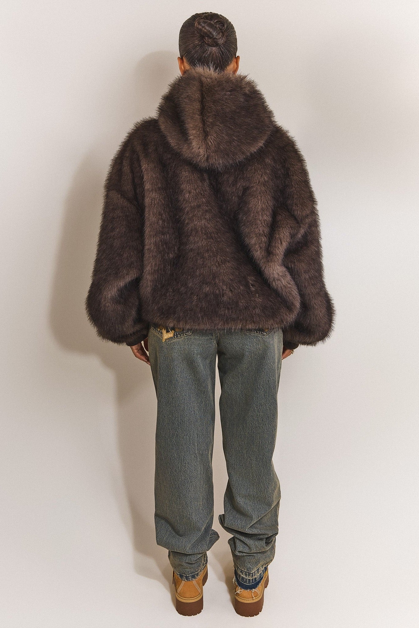 The Blair Fur Hoodie in Brown _ Fast Delivery Available – Mars The
