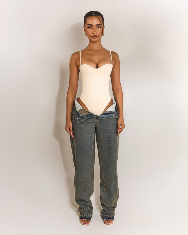 The Sculpt Bodysuit in Stone