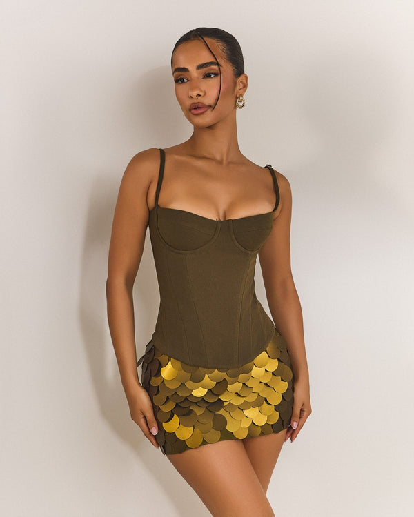 The Everly Corset in Olive