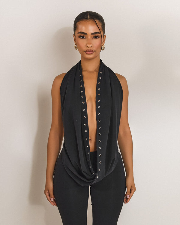 The Leia Top in Black Eyelet