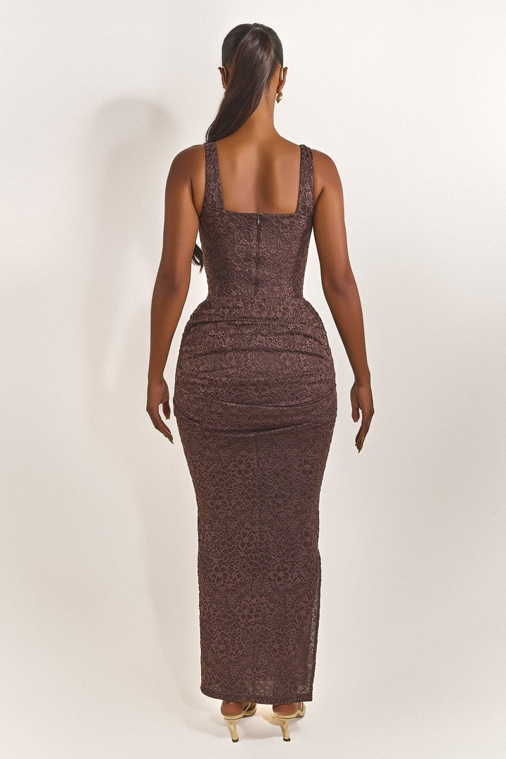 The Tie Front Maxi Dress in Brown UK 12 The Tie Front Maxi Dress in Brown UK 12