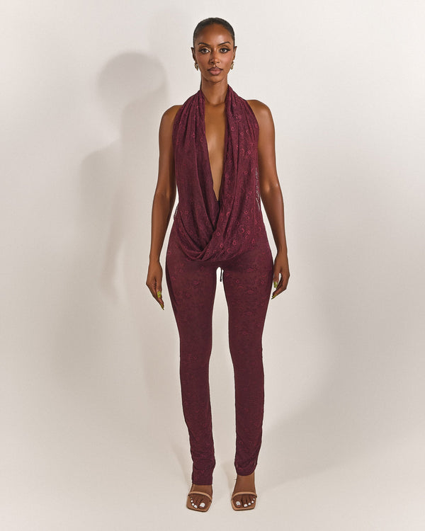 Leia Trousers in Plum Lace