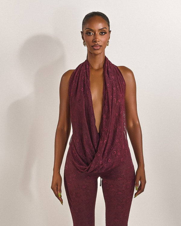 Leia Top in Plum Lace