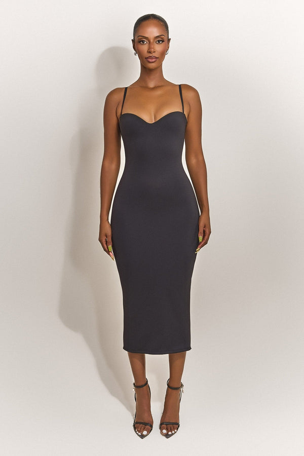 tabitha midi dress mars Marcella | Tabitha Linen-Blend Sleeveless Dress in Black | Women's Size XL | European Linen Cotton Blend