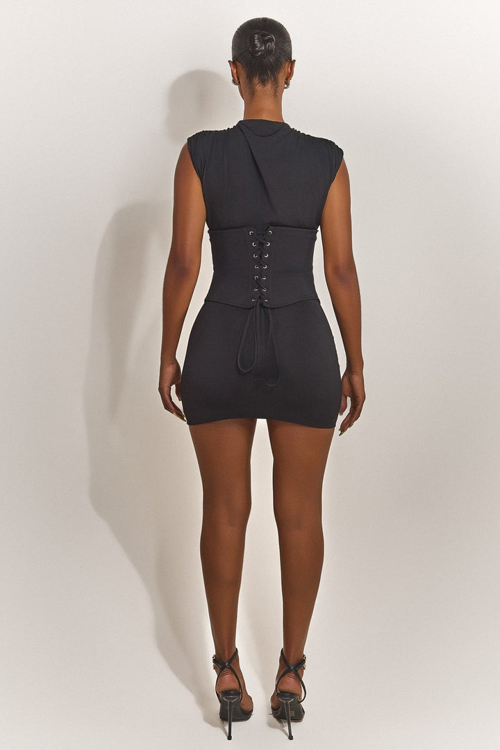 mars the label black dress The Tie Front Maxi Dress in Black