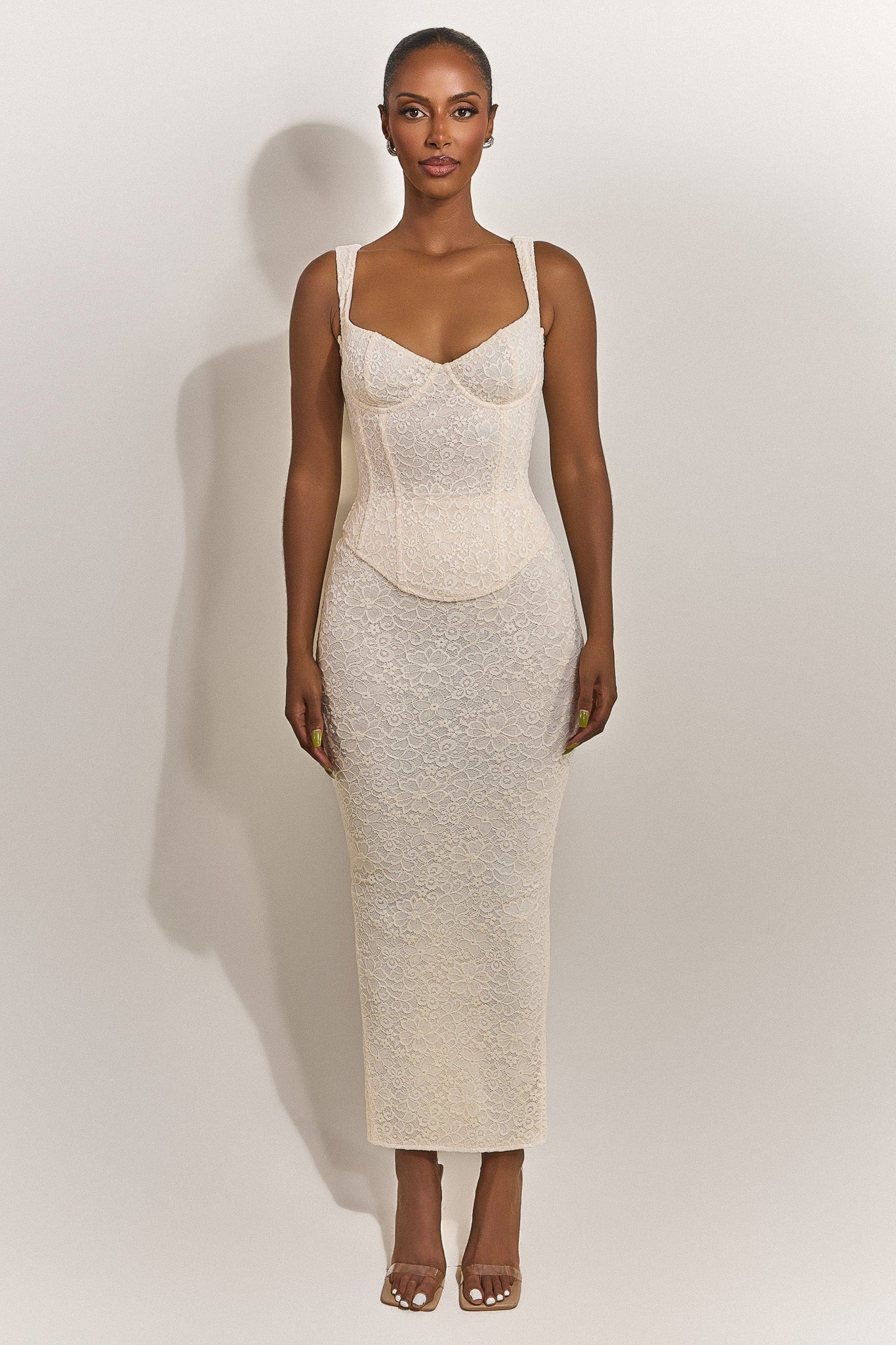 The Cinched Lace Maxi Set in Off White – Mars The Label USA