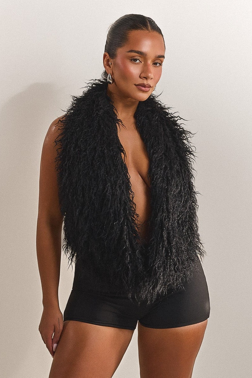 The Fur Leia Top in Black – Mars The Label USA
