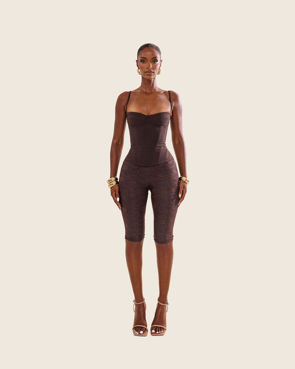 The Everly Corset in Brown