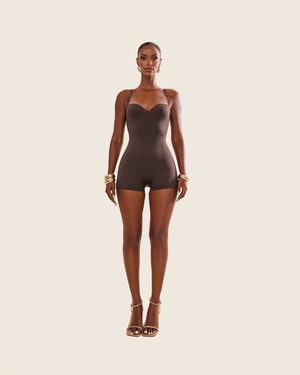 The Sculpt Playsuit in Brown