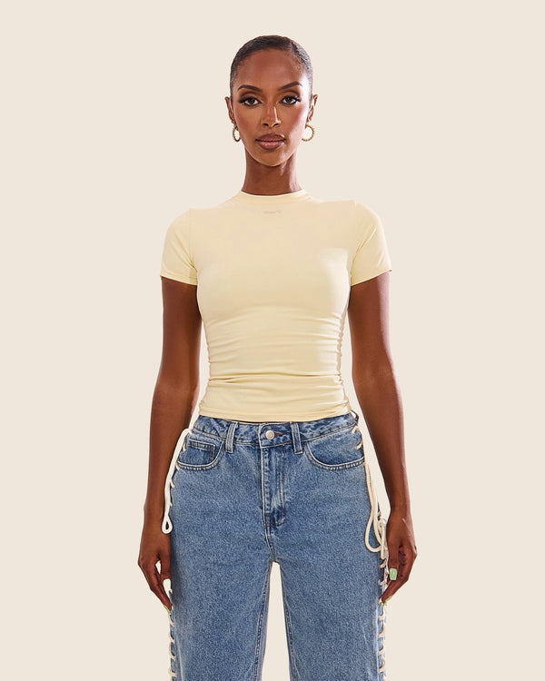 The Sculpt Short Sleeve Top in Yellow