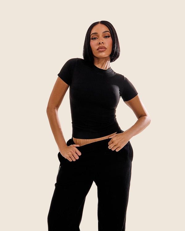 The Sculpt Short Sleeve Top in Black