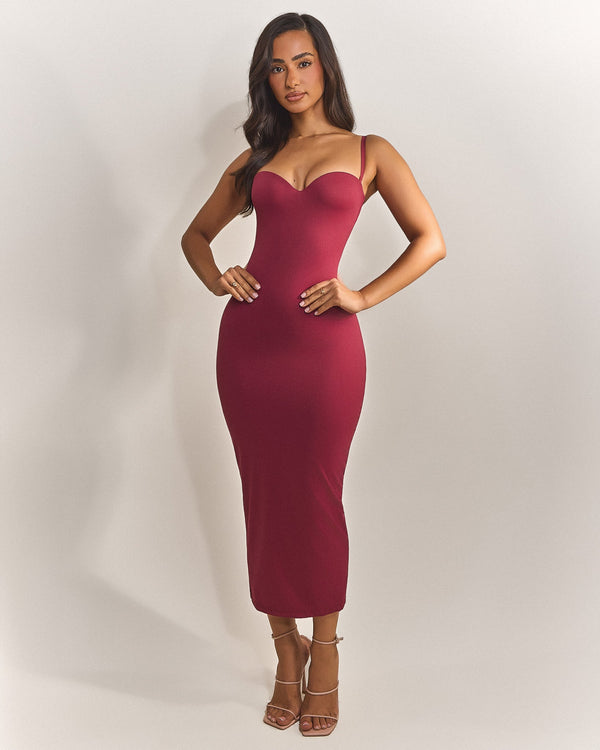 The Sculpt Midaxi in Red