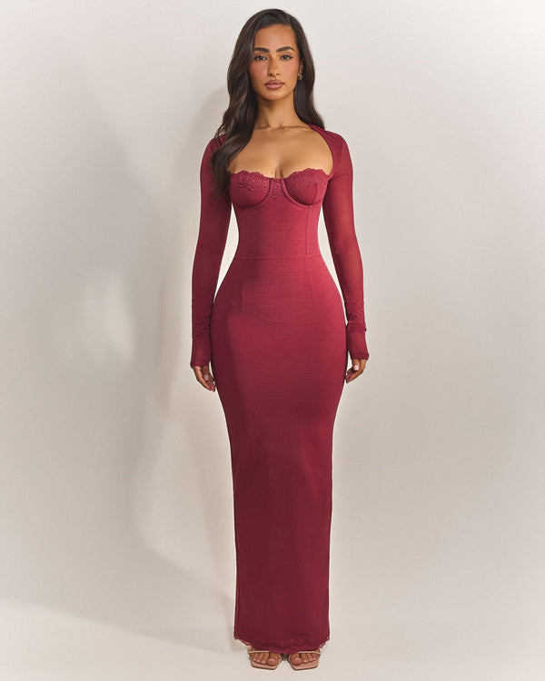 The Long Sleeve Bij Maxi in Red