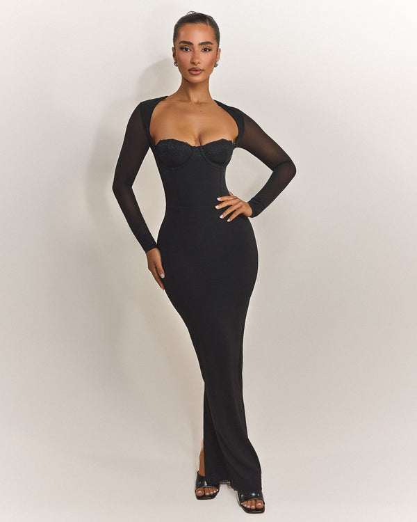 The Long Sleeve Bij Maxi in Black