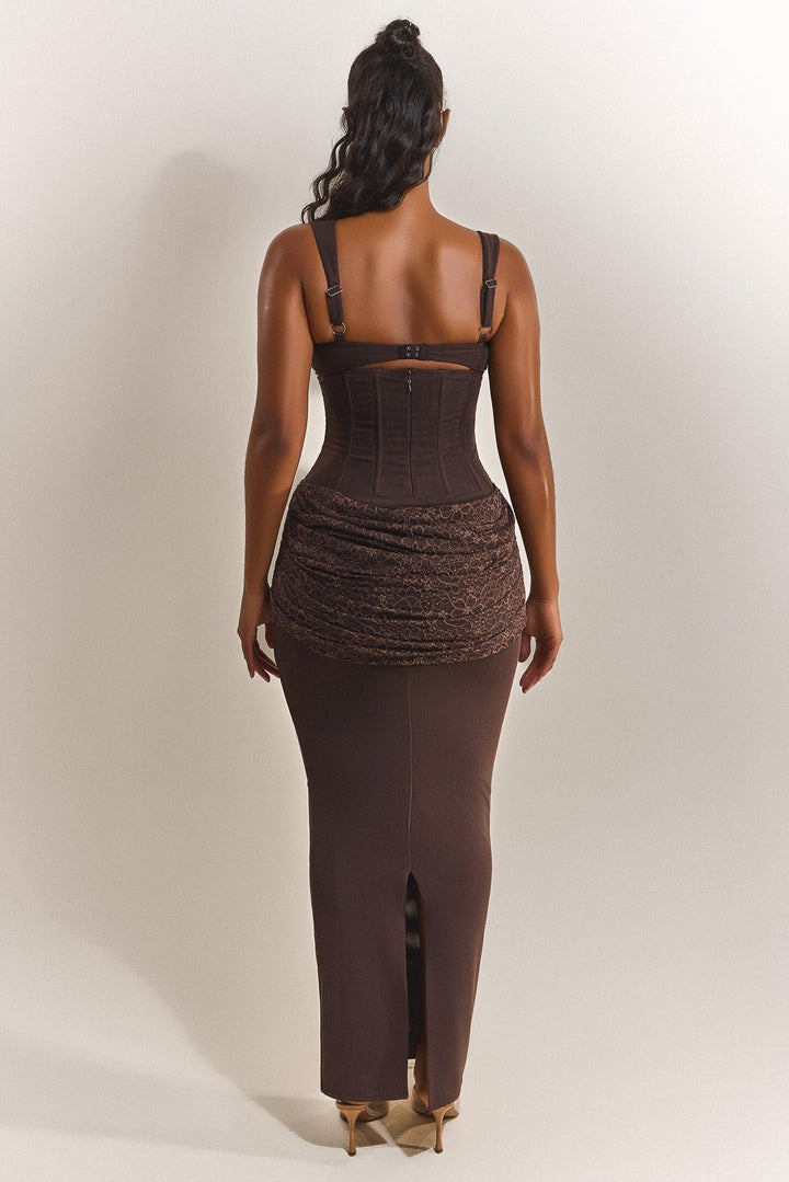 The Elodie Maxi Dress in Brown UK 6