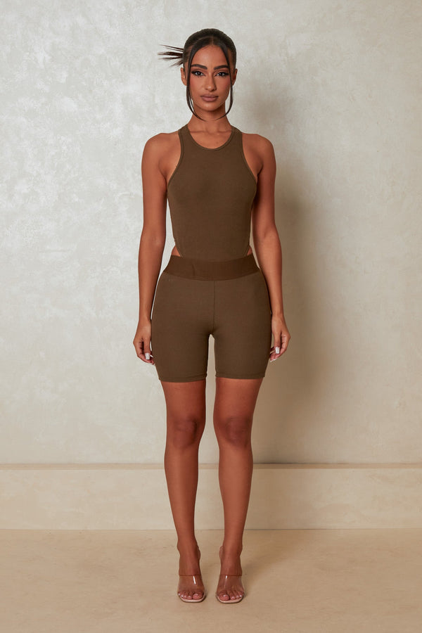 The Signature Ribbed Shorts - Khaki