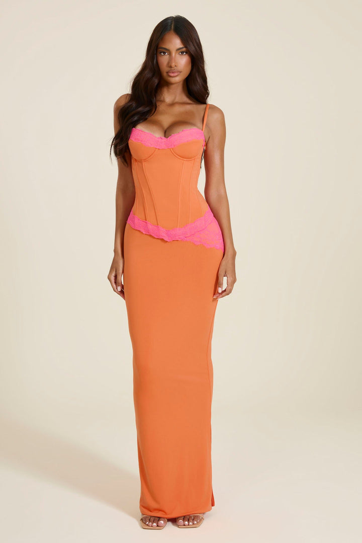orange corset dress The Veda Top in | Mars The Label Max Waist-Inseam:40 x 30 At the top of Chic knee-length puff sleeve