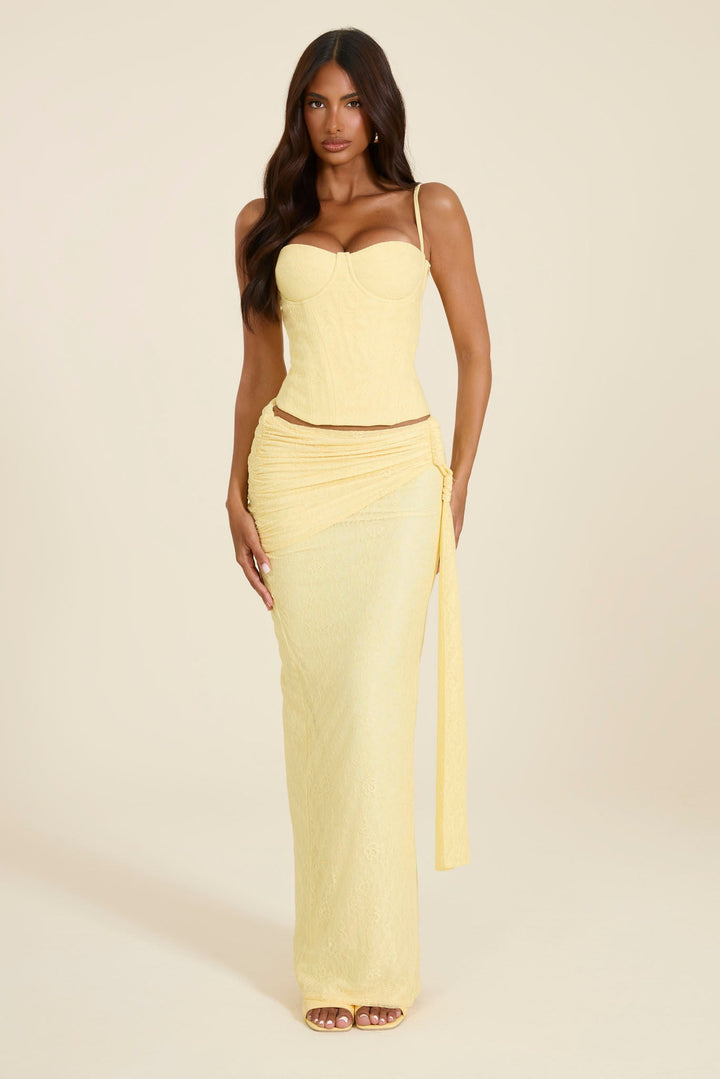 The Lexi Lace Corset Top in Butter Yellow | Mars The Label