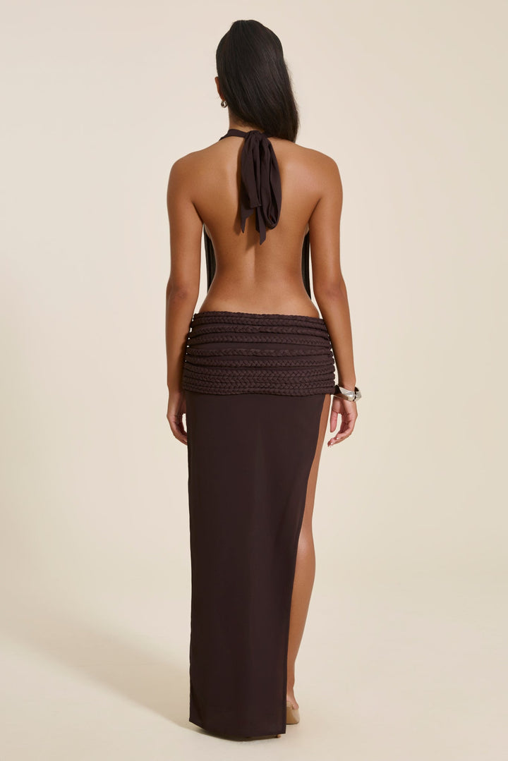 The Eva Braid Maxi Dress in Brown | Mars The Label