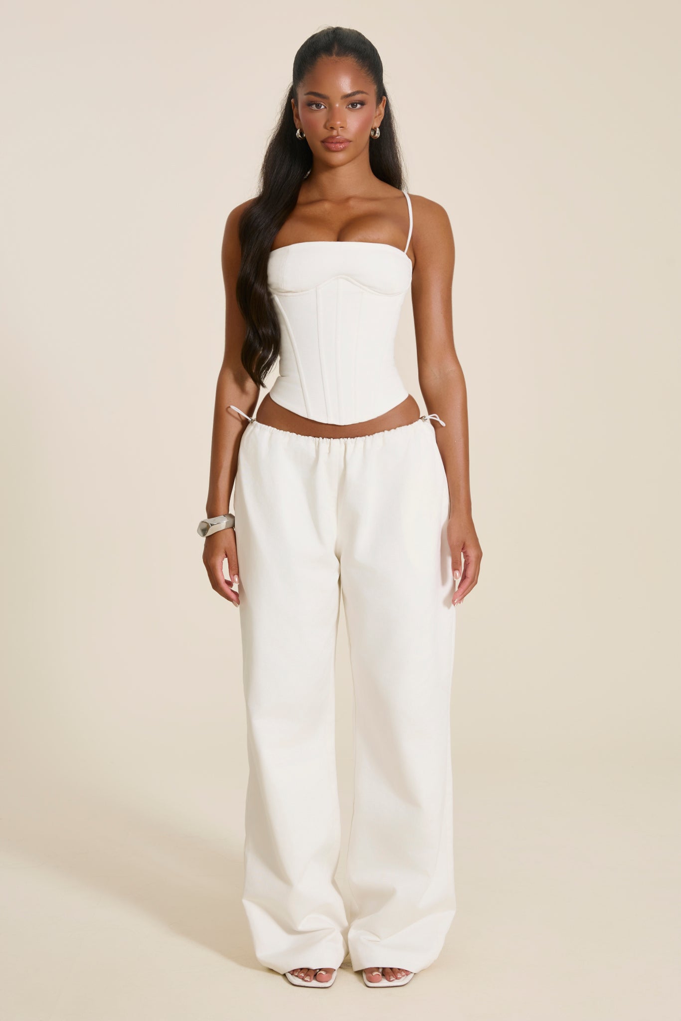 トップス THEREDTHREAD harness corset white The Alina Halter Neck Corset Top in White | Mars The Label