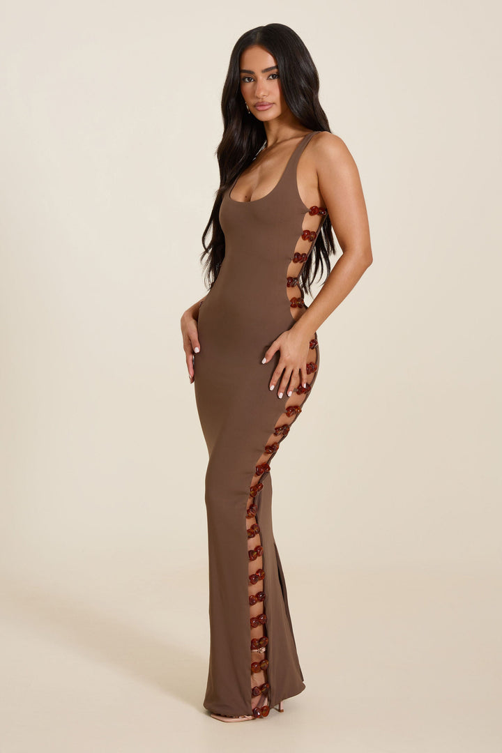 The Mya Maxi Dress in Brown UK 12